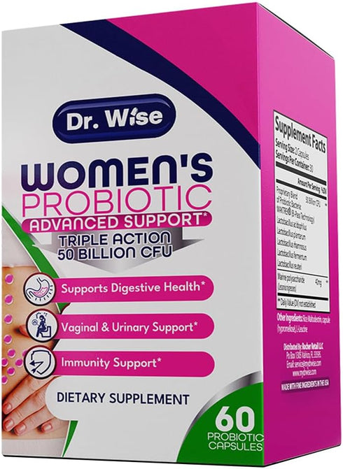 Dr. Wise Probiotics for Women - 50 Billion CFU - Probiotics for Digestive Health, Vaginal Probiotics, Urinary & Gut Health, Acidophilus, Reuteri, ...