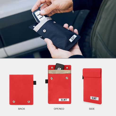 SLNT Signal Blocking Faraday Key Fob Case with Silent Pocket - Car Anti Theft Device Shields Against All Signal Types, Including RFID Blocking & D...