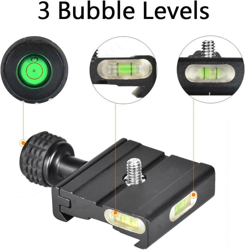 UTEBIT 50mm Quick Release Plate Clamp, Srca Swiss Clamp QR Clamp 3/8" with 1/4" Adapter &Bubble Level, Compatible for Tripod Ball Head...