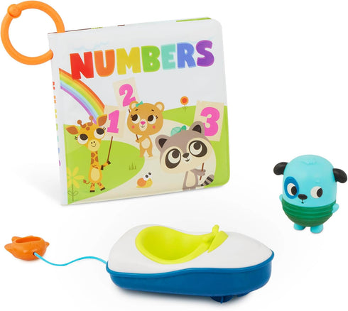 B. toys Bath Book & Boat Bath Squirter & Pull-String Boat Colors & Numbers Convenient Travel Clip 10 Months Tub Time Book Pull & Go Rider...