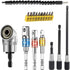 Flexible Drill Bit Extension, Includes 105° Right Angle Drill, Bendable, 3pcs 1/4 3/8 1/2" Universal Socket Adapter Set, 3pcs Drill Bit Holder, Sc...