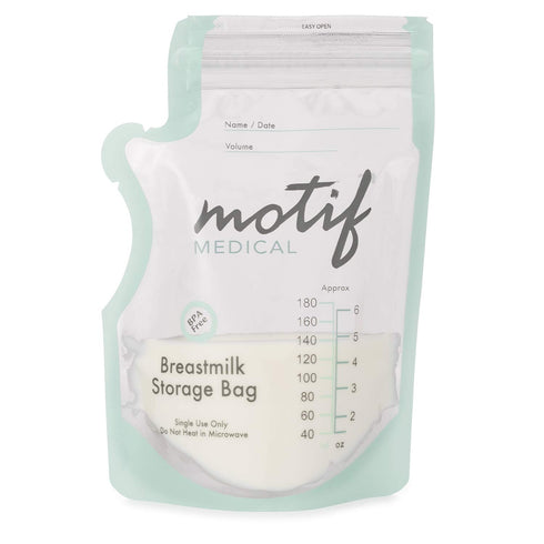 Motif Medical, Milk Storage Bags, 6 oz Milk Freezer Bag with Easy Pour Spout, BPA Free, Write-On Label - 90 Count...