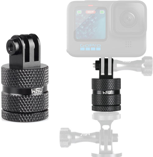 HSU Aluminum 1/4 inch 20 Camera Mount, 360 Degree Rotation Tripod Adapter Fits GoPro Hero, DJI Osmo Action Camera Insta360 Ace Pro AKASO Campark a...