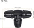 MECCANIXITY Drip Irrigation Barbed Tee 3-Way Fitting 8mm/11mm Tubing for Garden Drip Tape Tubing Sprinkler System Black Pack of 10...
