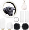 9 Pieces Fluffy Steering Wheel Covers Set, YSLSLOO Furry Steering Wheel Cover for Women Fashion Steering Wheel Cover Soft Steering Wheel Protector...