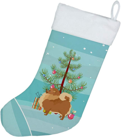 Caroline's Treasures CK3555CS Pomeranian Christmas Tree Christmas Stocking Fireplace Hanging Stockings Christmas Season Party Decor Family Holiday...