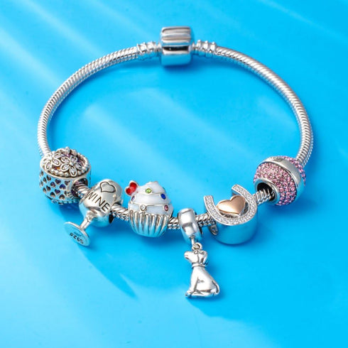 Sterling Silver Birthday Charm Cake Charm Birthstone Charm Birthday Gifts Fit Women Bracelets...