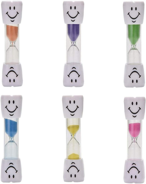 3 Minute Sand Timer Set for Brushing Teeth Pack of 6 Colorful Smiley Hourglass Timers...