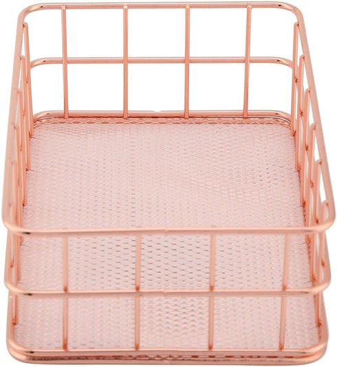 Iron Storage Basket Makeup Small Things Organizer Storage Holder Desktop Decor Iron Box Rose Gold 4 Size(C)...