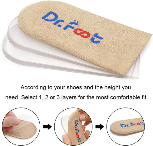 Dr.Foot Adjustable Orthopedic Heel Lift Inserts, Height Increase Insole for Leg Length Discrepancies, Heel Spurs, Heel Pain, Sports Injuries, and ...