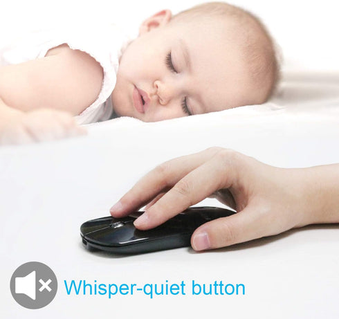 FENIFOX Bluetooth Mouse Slim Mini Whisper-Quiet Flat Portable Wireless Mice Rechargeable Compatible with Laptop,PC,Tablet Android Windows XP(Black...