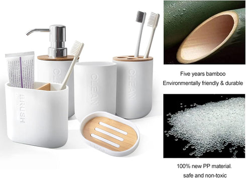 Toothbrush Holders Bamboo Electric Toothbrush Holder Bathroom Storage Organizer Countertop for Toothpaste, Floss, Razor, 2 Pack White...