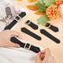FINGERINSPIRE 4 Sets Leather Sew-On Toggles Closures Black Imitation Leather Toggle Buckle Vintage Leather Toggle Buttons Metal Leather Clasp Fast...