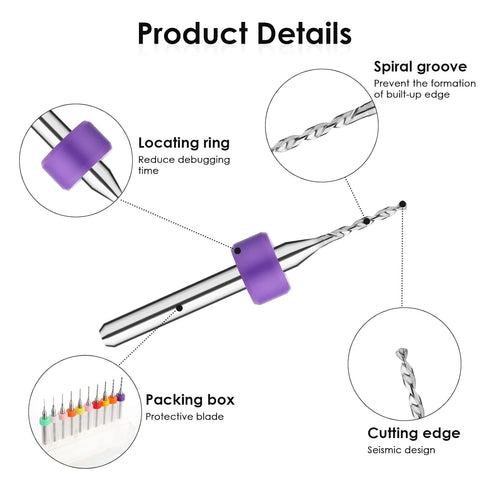20 Pcs Micro Drill Bit Set 0.3-1.2mm Micro Drill Bits Tungsten Steel PCB Print Circuit Board Flute CNC Router Bits Shank for Rough Stone Jewelry P...