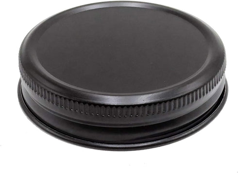 Black Rust Proof and Air Tight Aluminum One Piece Storage Lid with Silicone Sealing Linear Plastisol for Regular Mouth Transform Mason Ball Cannin...