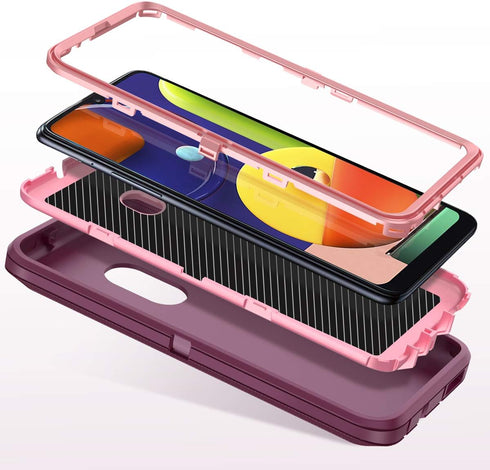 for Samsung Galaxy A50/A50S Case - Shockproof 3 in 1 Full Body Protection, Purple/Pink...
