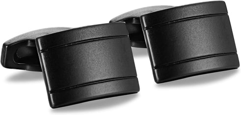 Black Cufflinks Rectangle Matte Solid Color Cuff Links for Men for Wedding Business Groom Best Man...