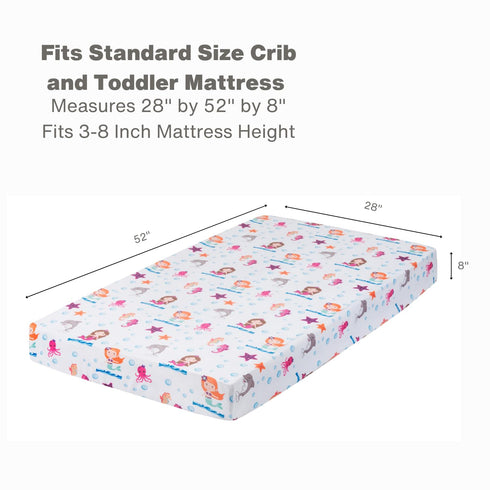 Baby Girl Fitted Crib Sheet Mermaid Adventures, 100% Soft Breathable Microfiber Baby Sheet, Fits Standard Size Crib Mattress 28in x 52in, Nursery ...