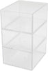 Martha Stewart Brody Desktop Storage Organizer, Stack and Slide Plastic Organizer Tray, Organizer for Office, Kitchen, or Vanity, 3" x 3.75", Clea...