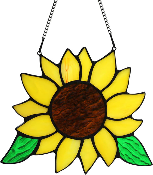 Sunflowers Gifts Stained Glass Window Hanging,Handmade Sunflower Kitchen Decor Suncatcher for Window, Sunflowers Gifts for Women,Birthday Giftss f...