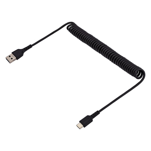 StarTech.com 3ft (1m) USB A to C Charging Cable, Coiled Heavy Duty Fast Charge & Sync USB-C Cable, USB 2.0 A to Type-C Cable, Rugged Aramid Fiber,...