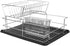 Home Basics Black Kitchen Sink Countertop 2 Tier Dish Rack and Draining Board Cutlery Holder, Fits Large Plates, Dry & Drip Tray, Full Mesh...