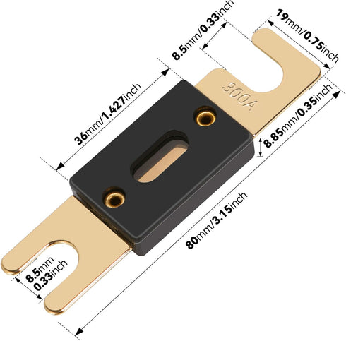 TopstrongGear Solid Brass 0/2/4 Gauge 300Amp ANL Fuse Holder with 300Amp Fuses(2 Pack) (300 Amp)...