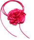 Pink Flower Choker for Women, Flower Necklace Big Camellia Lace Collar Necklace Wedding Party Jewerly Hair Rope Style 1...