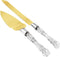 Cake Knife and Server Set, Cake Cutter and Pie Spatula, Gold Blade and Faux Crystal Handle Wedding Cake Cutting Set, Stainless Steel Gold Knife Se...
