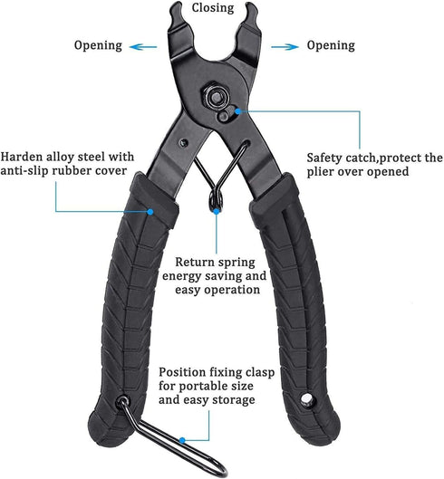 Oumers Bike Link Plier+Chain Breaker Splitter Tool+Chain Checker, Chain Missing Link Opener Closer Plier Chain Cutter Connector Wear Indicator Too...