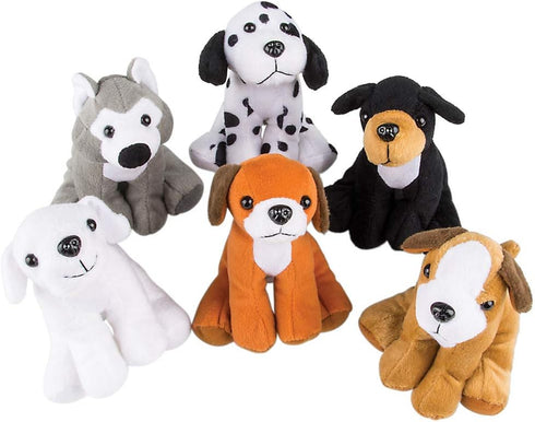 Bedwina Plush Puppy Dogs - (Pack of 6) 6 Inches Tall Stuffed Animals Bulk Assorted Puppies and Cute Stuffed Plushed Dog Puppies Assortment, Stocki...