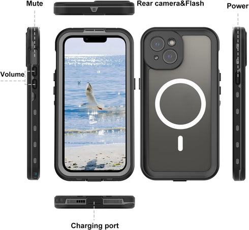 Full Body Case for iPhone 15 Plus 6.7 Inch,Waterproof DirtProof DropProof Snowproof Anti-Scratch Clear Magnetic Rugged Built-in Screen Protector H...