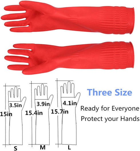 Rubber Cleaning Gloves Kitchen Dishwashing Glove 3-Pairs,Waterproof Reuseable.(Small)...