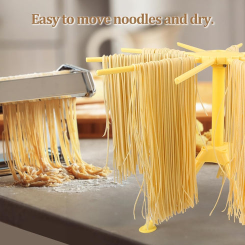 Ourokhome Collapsible Pasta Drying Rack, Plastic Foldable Homemade Fresh Spaghetti Stand Dryer Noodle Hanger for Kitchen with 10 Arms, Stable, Eas...
