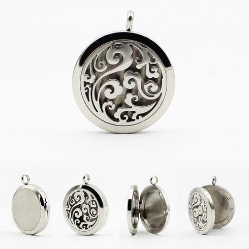 Aromatherapy Essential Oil Diffuser Necklace Cloud Pattern Stainless Steel Locket Pendant...