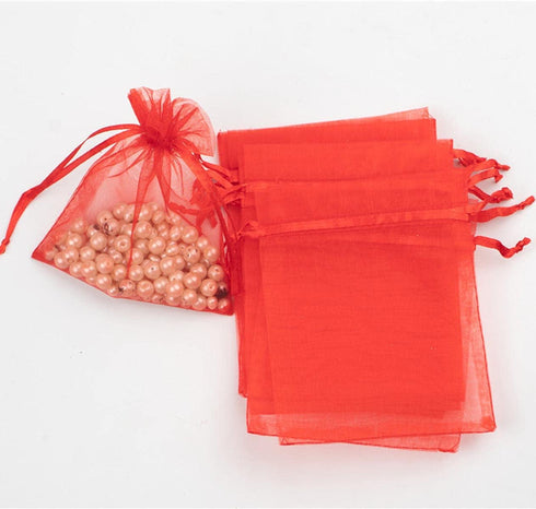 4x6 Inch Organza Gift Bags with Drawstring for Jewelry,Candy,100 Pcs Red Sachet,Sheer Fabric Mesh Tulle Pouches for Baby Shower,Mom Birthday,Party...