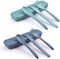 2 Sets Reusable Utensil Set with Case, Portable Camping Fork Knife Spoon Set, Wheat Straw Travel Utensils for Lunch Box, for School Work Lunch or ...