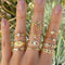Missgrace Stackable Dainty Gold Color Boho Rhinestones Rings Set Festival Bohemian Rings Set Beach and Vacation Summer Jewelry Knuckle Rings Triba...