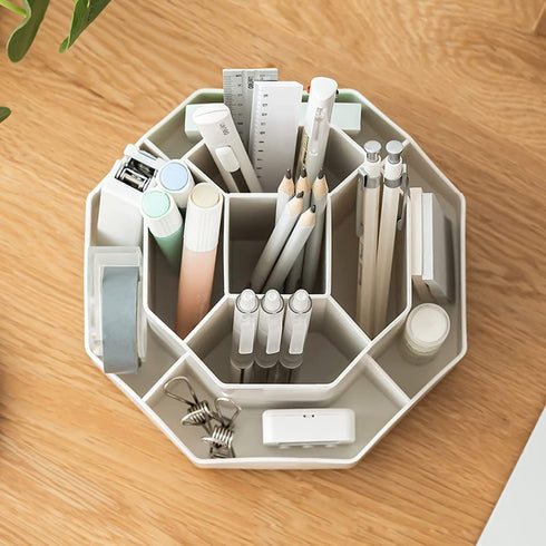 kaileyouxiangongsi Rotating Art Supply Storage Organizer,Pencil Holder with 9 Compartment, Pen Storage Organizer, for Kids Art Desk, Homeschool Su...