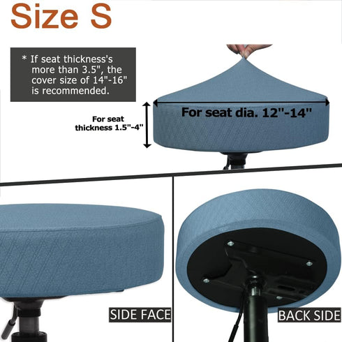 BUYUE Bar Stool Covers, Luxury Fabric Dia.12-14" Round Crease-Resistant Stretchy Washable Jacquard Dustproof Stool Seat Slipcover, S-Sky Blue-1 Co...