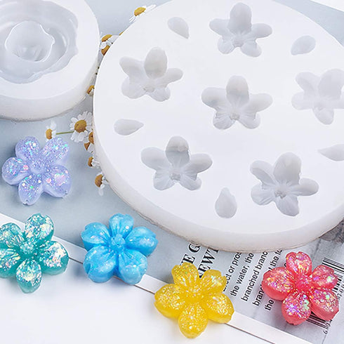 FineInno 3pcs Mini Flower Resin Mold,3D Rose Silicone Molds,Epoxy Casting Mould,DIY Crystal Craft,Necklace, Earring, Jewelry,Pendants Making Ornam...