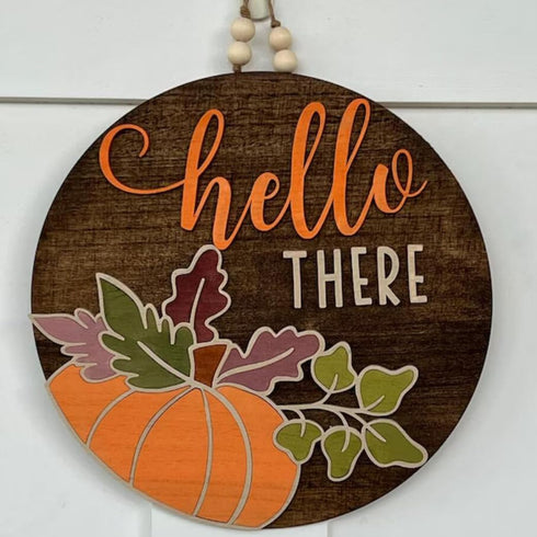 Large Fall Stencils for Painting on Wood 12”,Thanksgiving Stencil Round Hello Pumpkin Stencils Give Thanks Drawing Templates for Door Porch Hanger...
