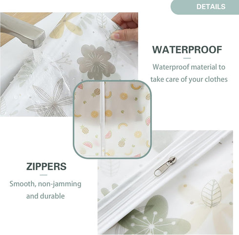 5 Pack Hanging Clothes Covers Clear Clothes Bags Hanging Dust Clothes Protectors Dry Cleaner Home Storage Travel (60×80, Fruit)...