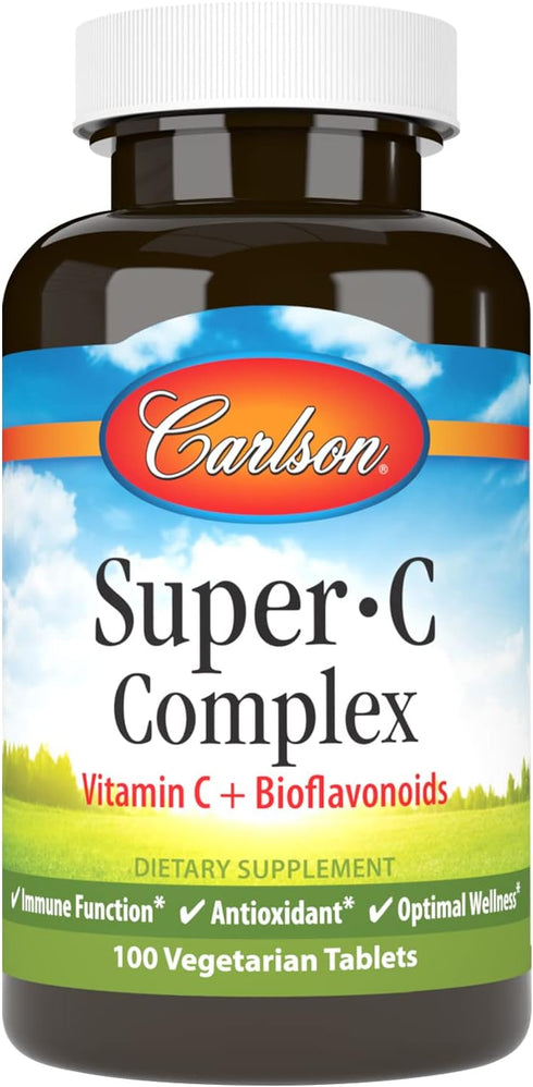 Carlson - Super-C Complex, Vitamin C + Bioflavonoids, Immune Function & Optimal Wellness, Antioxidant, 100 Vegetarian Tablets...