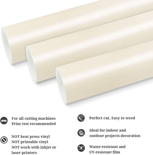 TECKWRAP Permanent Adhesive Vinyl 12" x 10ft, Matte Ivory White...