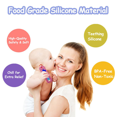 Baby Teething Toys, Food Grade Silicone Teether for Babies 3 6 12 18 Months, TV Remote Shape Toddlers Chew Toys, Freezer BPA Free (Pink RC)...