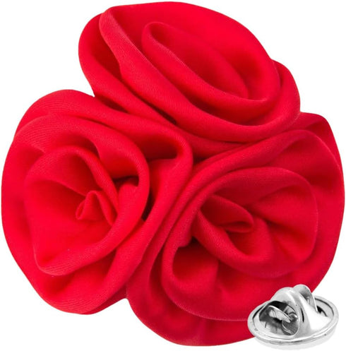 Premium Trio Cluster Flower Lapel Pin - Formal Boutonniere for Men, Flower Brooch Pin...
