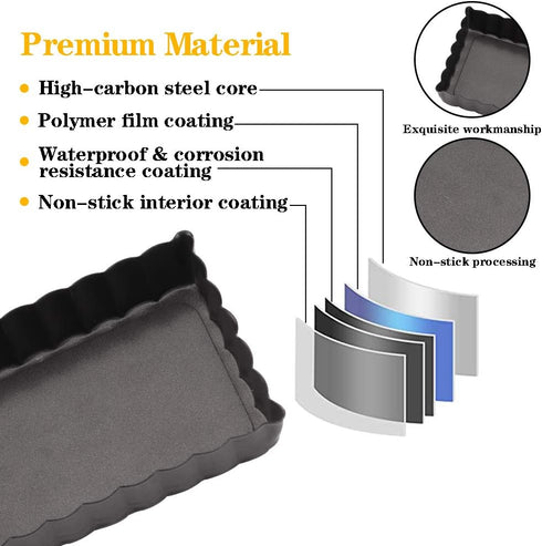 Mini Tart Pan Set of 6 Rectangular Non-Stick 4 Inch Quiche Pan Loose Removable Bottom Tart Pan for Pies, Quiche Bakeware, Cheese Cakes, Desserts...