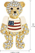 MADISON TYLER American Flag Gold Brooch for Women Girl | 4th of July Classial Bear Crystal Brooches Pin | Patriotic Independence Day Jewelry...