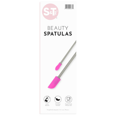 S&T INC. Makeup Spatula and Spoon, Large Silicone Spatula and Mini Spoon Spatula Set for Cosmetics, Shampoo, Hair Care, and Skin Care Products, 2 ...